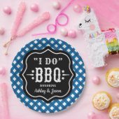 Ich mache GRILLEN Blue Gingham Wedding Pappteller (Party)