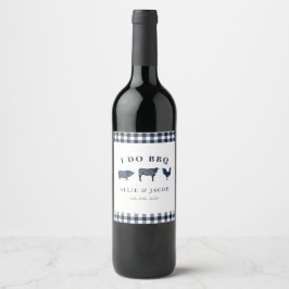 Ich mache GRILLEN Blue Kariert Wine Label Weinetikett