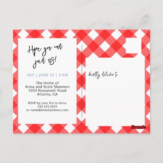 Ich mache GRILLEN Brautparty Rote Karierte Party E Postkarte (Rückseite)