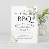 Ich mache GRILLEN Engagement Party Eukalypten Gold Einladung (Stehend Vorderseite)
