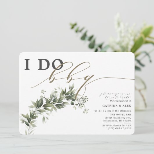 Ich mache GRILLEN Faded Greenerenerity Engagement Einladung (Stehend Vorderseite)