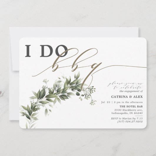 Ich mache GRILLEN Faded Greenerenerity Engagement Einladung (Vorderseite)