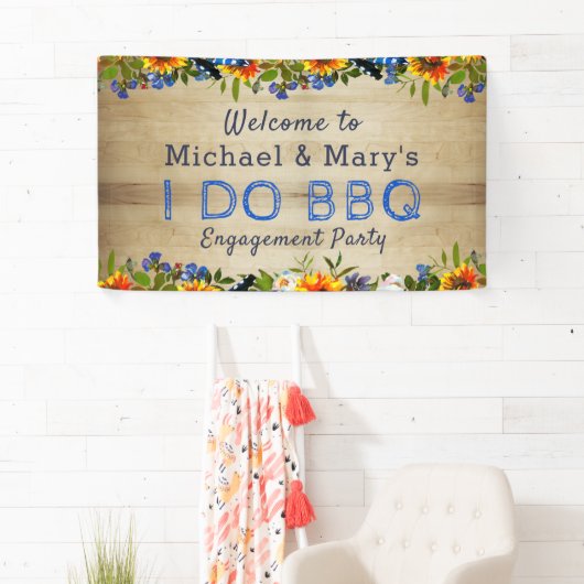 Ich mache GRILLEN Floral Wood Monogram Verlobung W Banner (Insitu)