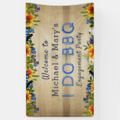 Ich mache GRILLEN Floral Wood Monogram Verlobung W Banner (Vertikal)