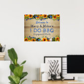 Ich mache GRILLEN Floral Wood Monogram Verlobung W Poster (Heimbüro)