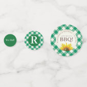 Ich mache GRILLEN Green Gingham Polterabend Konfetti (Vorderseiten)