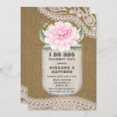 Ich mache GRILLEN Mason Jar Pink Peony Engagement Einladung (Vorne/Hinten)