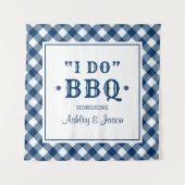 Ich mache GRILLEN Navy Blue Gingham Custom Wedding Wandteppich (Vorderseite)