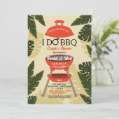 Ich mache GRILLEN Paare Duschgarten Garten Blätter Einladung (Stehend Vorderseite)