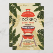 Ich mache GRILLEN Paare Duschgarten Garten Blätter Einladung (Vorne/Hinten)