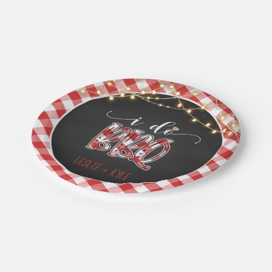 Ich mache GRILLEN Paper Plate - Gingham - Custom Pappteller (Schrägansicht)