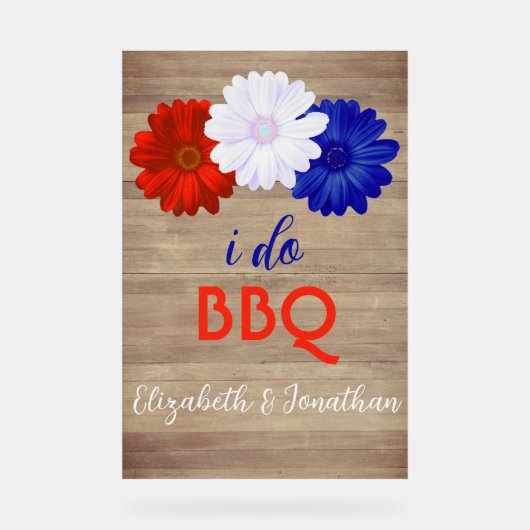 Ich mache GRILLEN Patriotic Floral Acrylschild (Vorderseite)