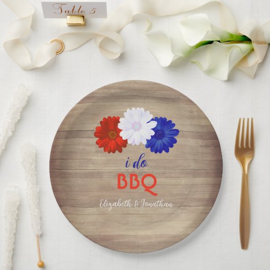Ich mache GRILLEN Patriotic Floral Pappteller (Hochzeit)