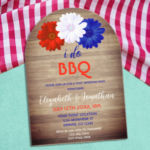 Ich mache GRILLEN Patriotic Floral Post Hochzeit Acryleinladungen