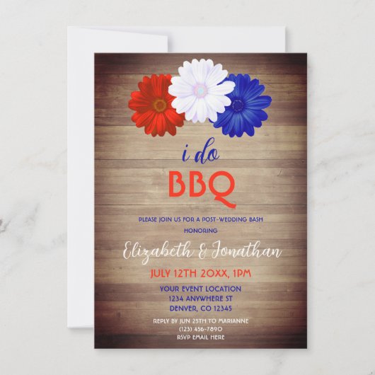 Ich mache GRILLEN Patriotic Floral Post Hochzeit Einladung (Vorderseite)