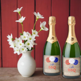 Ich mache GRILLEN Patriotic Floral Schaumweinetikett