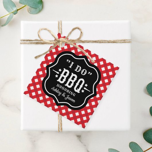 Ich mache GRILLEN Red Gingham Custom Wedding Geschenkanhänger