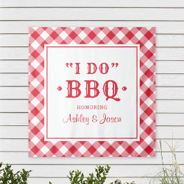 Ich mache GRILLEN Red Gingham Custom Wedding Monog Wandteppich