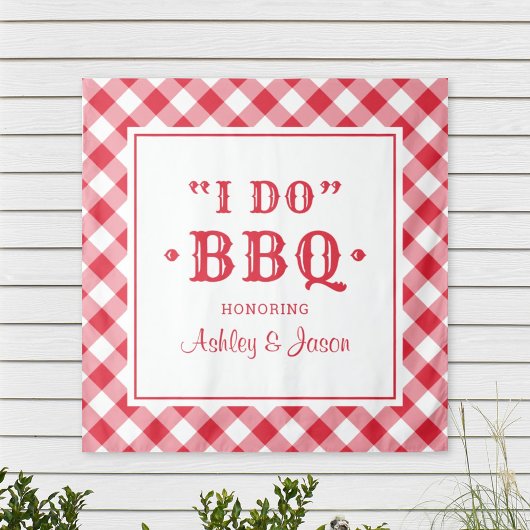 Ich mache GRILLEN Red Gingham Custom Wedding Monog Wandteppich