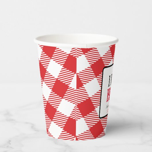 Ich mache GRILLEN Red Gingham Custom Wedding Pappbecher (Rechts)