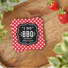 Ich mache GRILLEN Red Gingham Custom Wedding Rechteckiger Pappuntersetzer