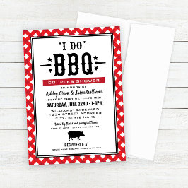 Ich mache GRILLEN Red Gingham Wedding Couples Dusc Einladung