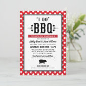 Ich mache GRILLEN Red Gingham Wedding Couples Dusc Einladung (Stehend Vorderseite)