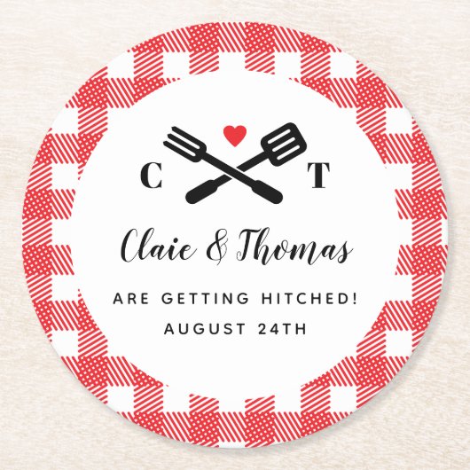 Ich mache GRILLEN Red Picnic Cocktail Dekoration Runder Pappuntersetzer (Vorderseite)