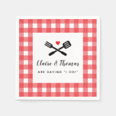 Ich mache GRILLEN Red Picnic Paare Name Serviette (Vorderseite)