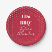 Ich mache GRILLEN Red Polka Dot Custom Wedding Pappteller (Vorderseite)