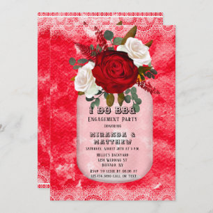 Ich mache GRILLEN Red Watercolor Rose Engagement P Einladung