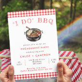 Ich mache GRILLEN Red & White Gingham Engagement P Einladung
