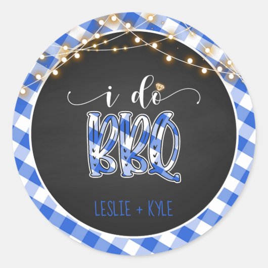 Ich mache GRILLEN Round Sticker - Blue Gingham - C (Vorderseite)