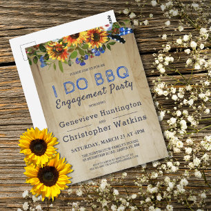 Ich mache GRILLEN Rustic Floral Barn Wood Engageme Postkarte