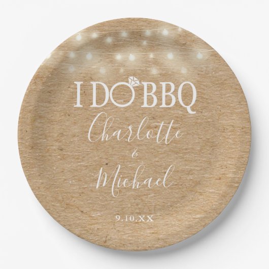 Ich mache GRILLEN Rustic Kraft String Lights Verlo Pappteller (Vorderseite)