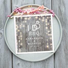 Ich mache GRILLEN Rustic Lights Wood Verlobung Serviette