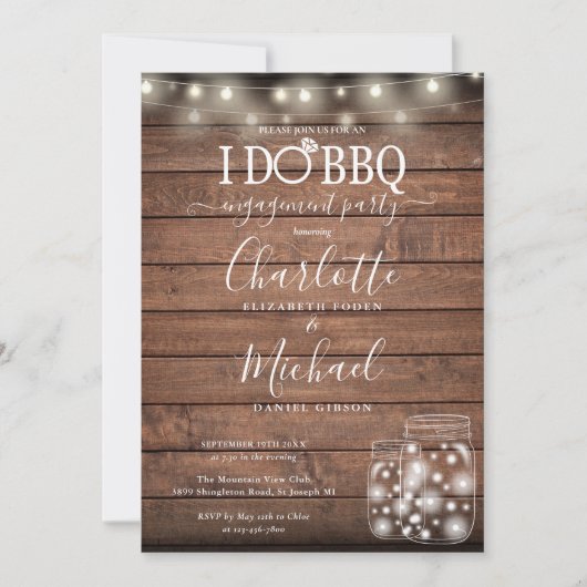 Ich mache GRILLEN Rustic Mason Jar String Lights V Einladung (Vorderseite)