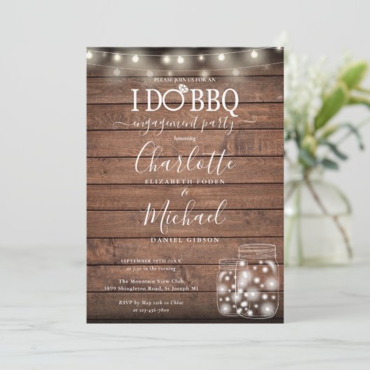 Ich mache GRILLEN Rustic Mason Jar String Lights V Einladung (Stehend Vorderseite)