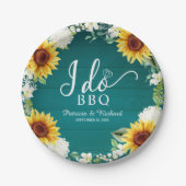 Ich mache GRILLEN Rustic Sunflowers Engagement Par Pappteller (Vorderseite)