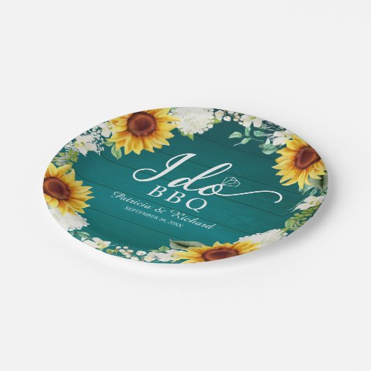 Ich mache GRILLEN Rustic Sunflowers Engagement Par Pappteller (Schrägansicht)