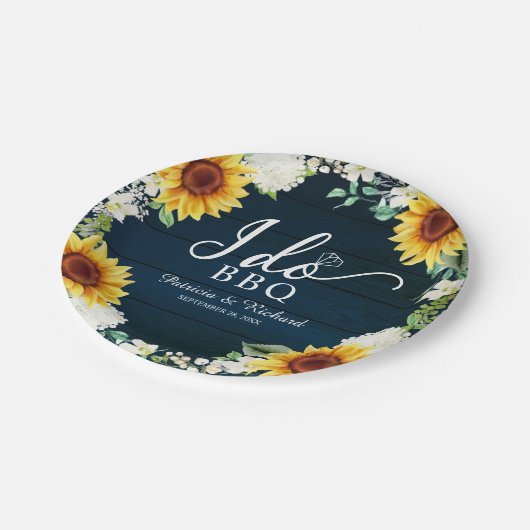 Ich mache GRILLEN Rustic Sunflowers Engagement Par Pappteller (Schrägansicht)