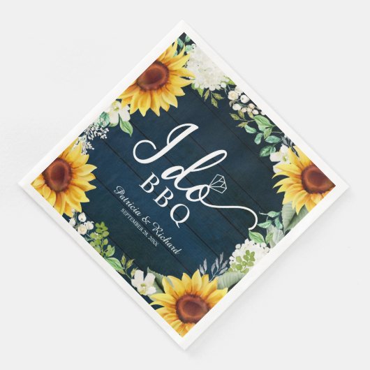 Ich mache GRILLEN Rustic Sunflowers Engagement Par Serviette (Ecke)