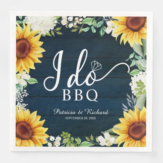 Ich mache GRILLEN Rustic Sunflowers Engagement Par Serviette (Vorderseite)