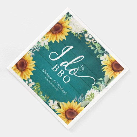 Ich mache GRILLEN Rustic Sunflowers Engagement Par Serviette (Ecke)