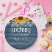 Ich mache GRILLEN Rustic Wood Sunflood Engagement  Pappteller (Party)