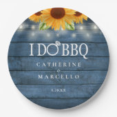 Ich mache GRILLEN Rustic Wood Sunflood Engagement  Pappteller (Vorderseite)