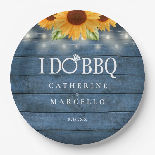 Ich mache GRILLEN Rustic Wood Sunflood Engagement  Pappteller (Vorderseite)