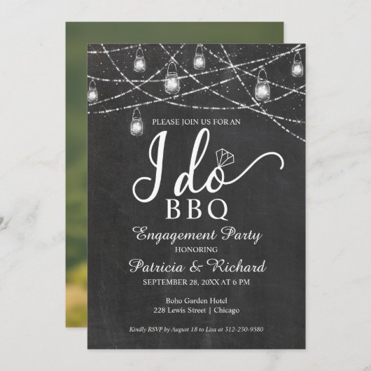 Ich mache GRILLEN Rustikale Chalk Engagement Parte Ankündigung (Vorne/Hinten)
