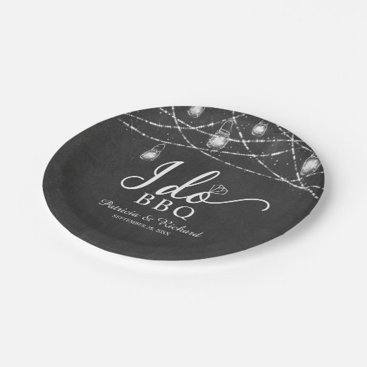 Ich mache GRILLEN Rustikale Chalk-Engagement Parte Pappteller (Schrägansicht)