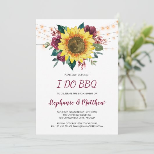 Ich mache GRILLEN Rustikale Sonnenblumenlichter Ve Einladung (Stehend Vorderseite)